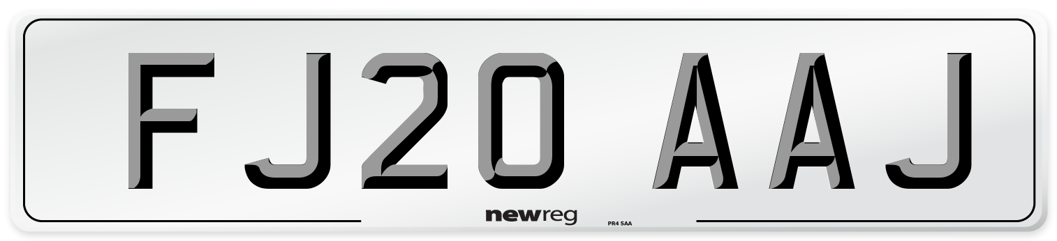 FJ20 AAJ Number Plate from New Reg